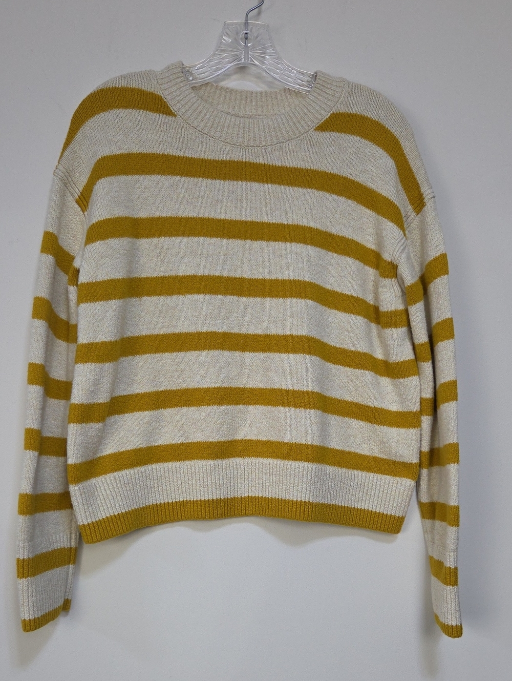 Banana Republic Cream and Mustard Striped Crewneck Sweater
